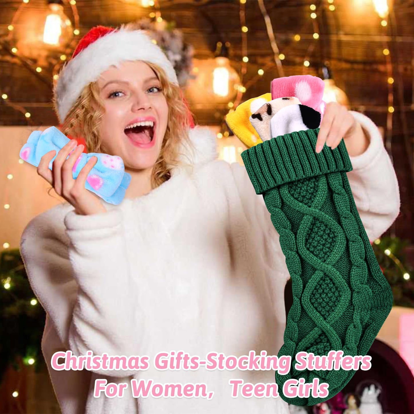 UMIKU 8 Pack Stocking Stuffers For Women Teen Girls Spa Headband for Women Facial Makeup Headband Soft Coral Fleece Bow Hair Band Party Favors for Washing Face Mask Spa Christmas Gifts For Woman Adult