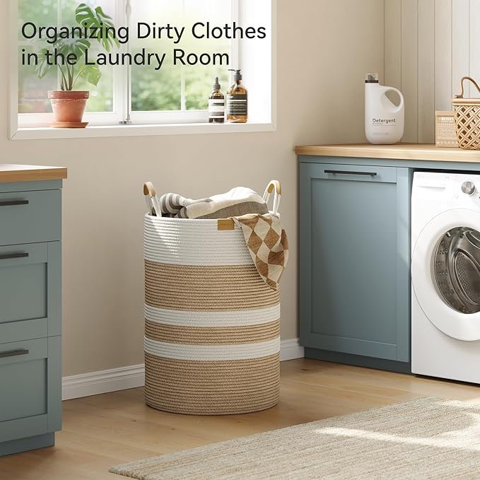 95L Striped Laundry Hamper