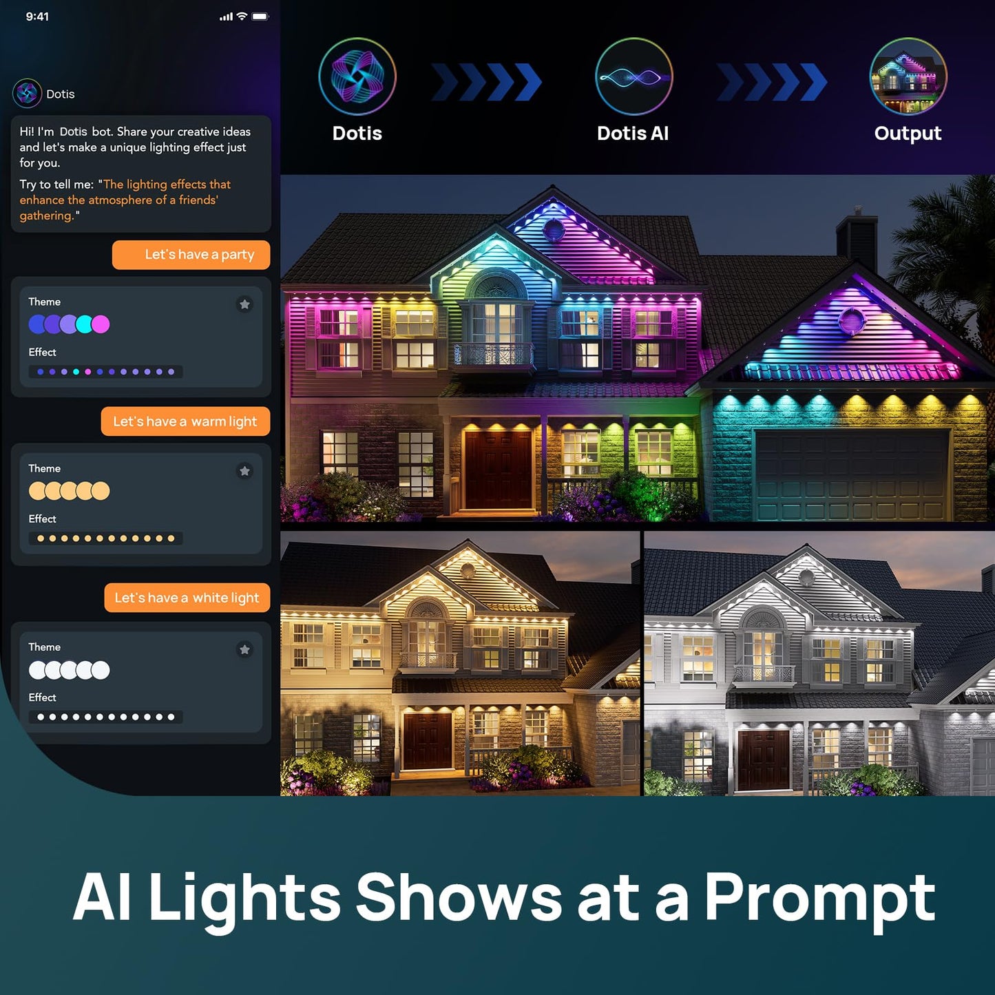 Linkind Permanent Outdoor Lights HP5,Smart AI RGBTW 150ft Christmas Lights, 85 Scenes Modes for Daily Holiday Christmas Decorations,IP67 Waterproof, Compatible with Alexa,Google Assistant