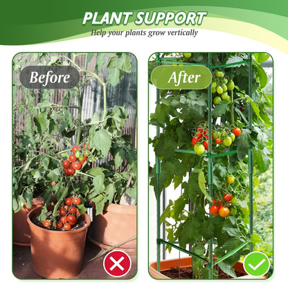 6 Pack Tomato Cage for Garden & Pots, Rust-Resistant Tomato Stakes Plant Cage Trellis Support for Climbing Vegetables Plants Flowers - 48 Inch