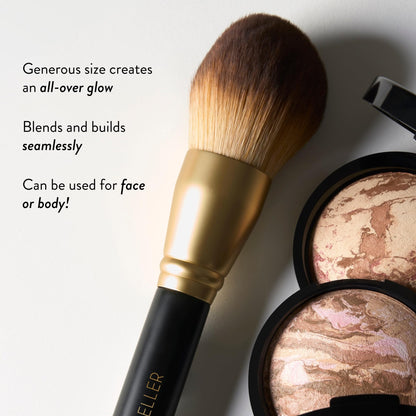 LAURA GELLER NEW YORK Retractable Black Kabuki Brush for Liquid, Cream and Powder Face Makeup With Aluminum Handle