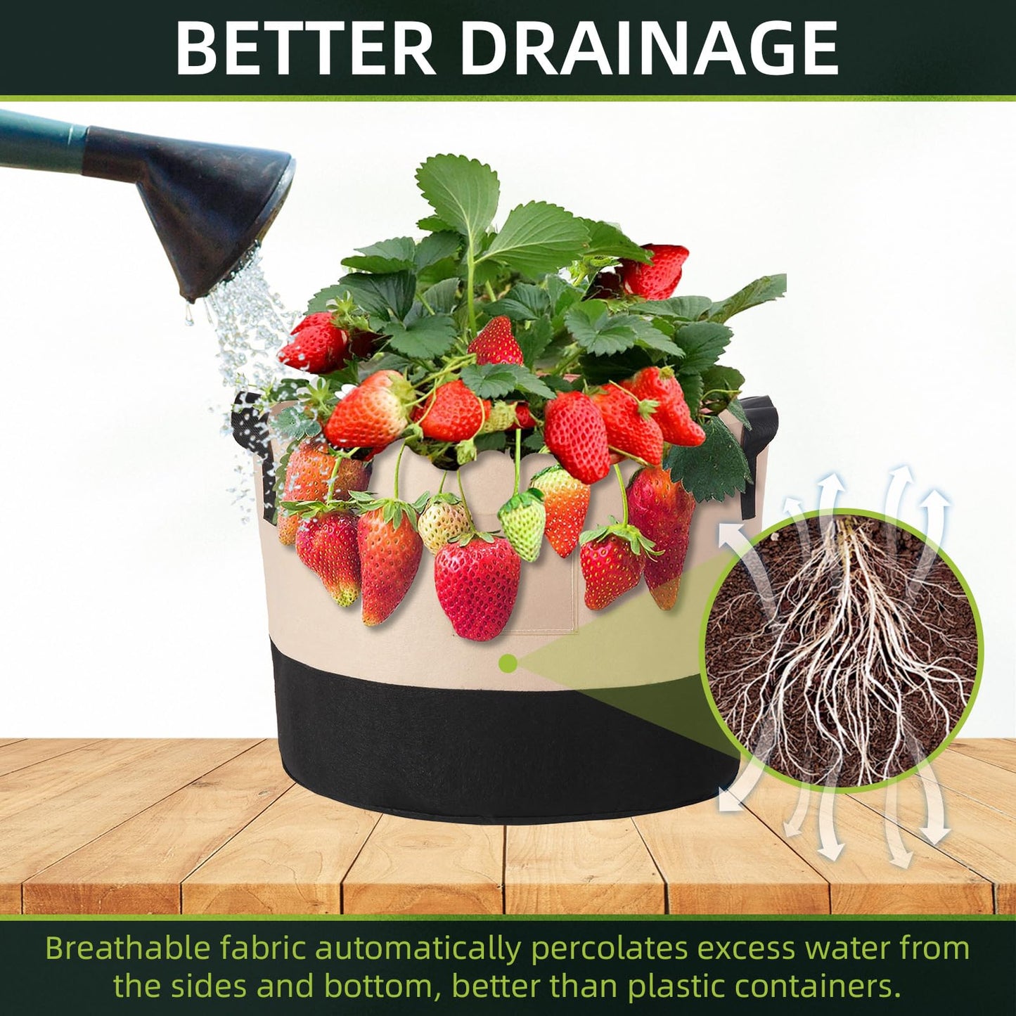 LITLANDSTAR 15 Gallon Fabric Grow Bags, 10 Pack Heavy Duty Thickened Nonwoven Plant Grow Bags with Handles and Label Bags, Fabric Plant Pots for Growing Vegetables Flowers Herbs (Black Mixed Camel)