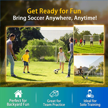 3-in-1 Soccer Goal with Rebounder & Backstop Net, Soccer Training Equipment for Backyard, Soccer Rebounder for Shooting, Passing & Ball Control, Kids & Youth (Junior)