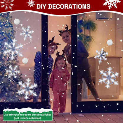 [Timer] Christmas Window Decorations, 3 Pack Snowflake Christmas Window Lights with Suction Cup, Hanging LED Battery Operated Xtmas Lights Indoor Xmas Tree Fireplace Home Party Decor
