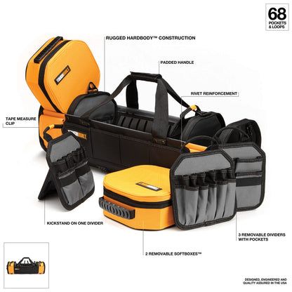 ToughBuilt – 30" Modular Tote Tool Bag, 68 Pockets & Loops, Removable Soft Boxes & Dividers for Electrical, Maintenance & Jobsite Tool Organization (TB-81-30)