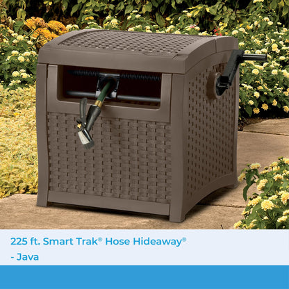 Suncast Hose Reel with Smart Trak Hose Guide, Water-Tight Connection, Durable Resin Construction, 225' Hose Capacity, Brown, Made in the USA