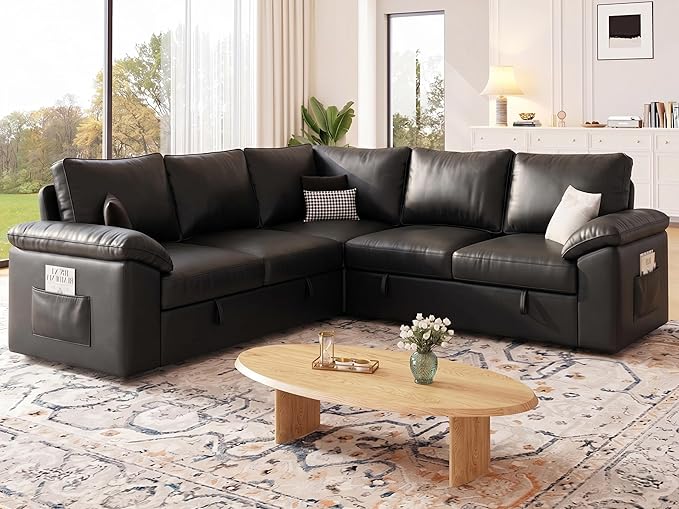 85 Inch Faux Leather Modular Sectional Sofa