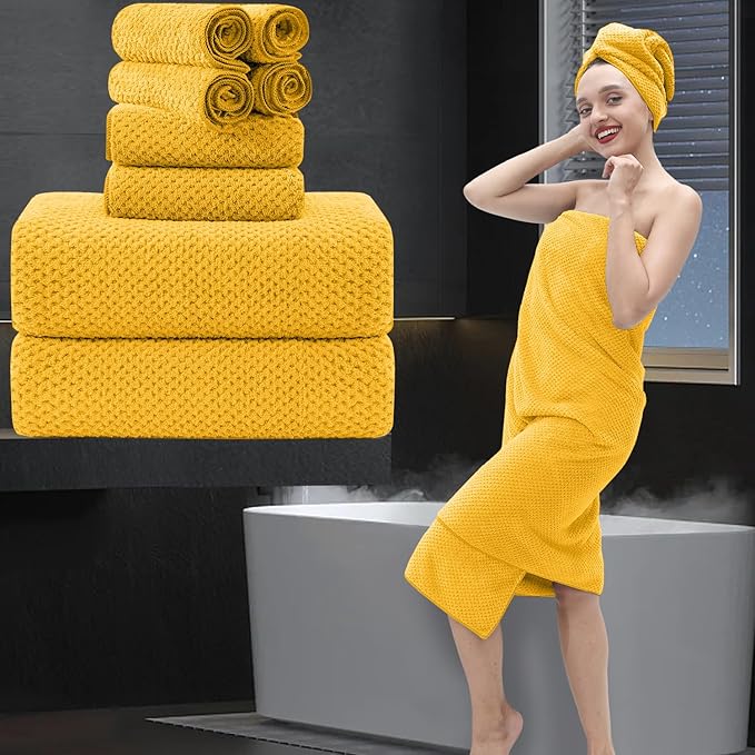 8 Piece Bathroom Towel Set |2 Oversized Bath Towels, 2 Hand Towels, 4