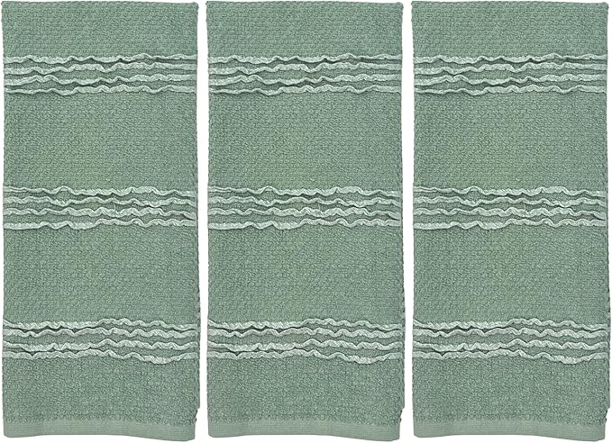 Sage Green Kitchen Dish Towels: 100% Cotton Cloth Soft Cleaning Drying