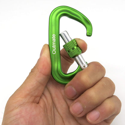 Outmate 12kN 3.2"x2" Heavy-Duty Carabiner Clips - Durable, Lightweight Aluminum Alloy Carabiners for Hiking, Camping, Keychains, Dog Leashes, Hammocks & More(Screw gate,2 Grass Green)