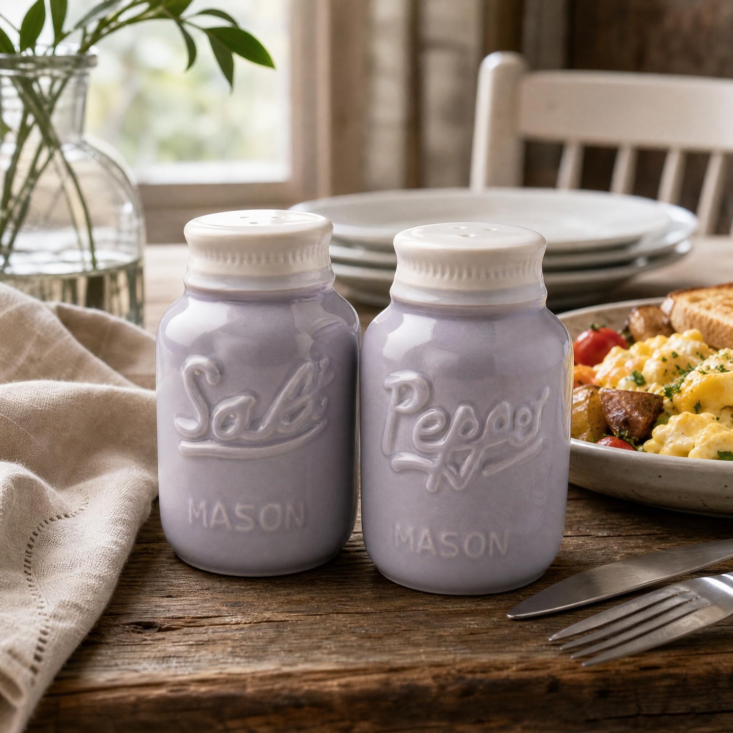 Comfify Grey Mason Jar Salt and Pepper Shakers – 3.5 oz Modern Farmhouse