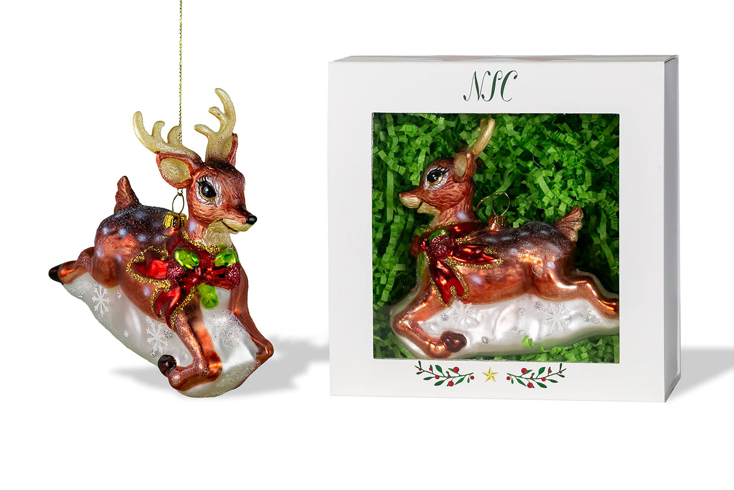 North Star Christmas | Reindeer Glass Ornament | Christmas Collection