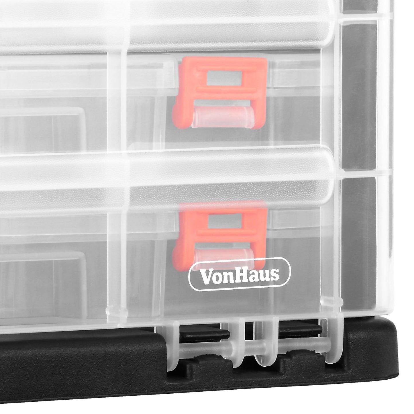 VonHaus Utility Tool Box Storage Organiser Case with 4 Drawers & Adjustable Dividers - Plastic Multi Tool Box Organiser with 4 Compartment Drawers - Ideal for DIY Tools and Accessories Storage