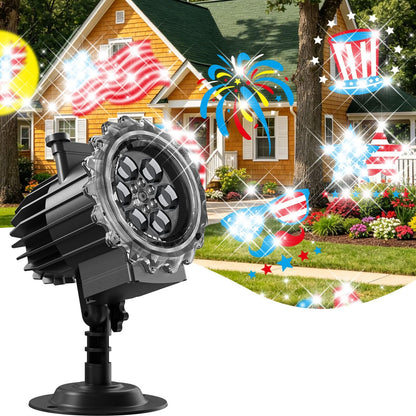PEAKCLOUDS Independence Day Projector Lights Outdoor and Indoor Waterproof for 4th Jul, Valentine’s Day,Christmas, Halloween, Easter, Thanksgiving, New Year & Birthday