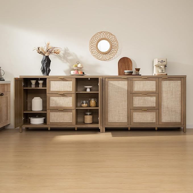 SICOTAS Rattan Large Sideboard Buffet Cabinet