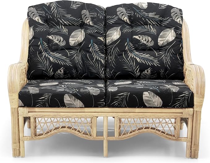 Malibu Lounge Loveseat Sofa Natural Rattan Wicker Handmade Design, Natural Color
