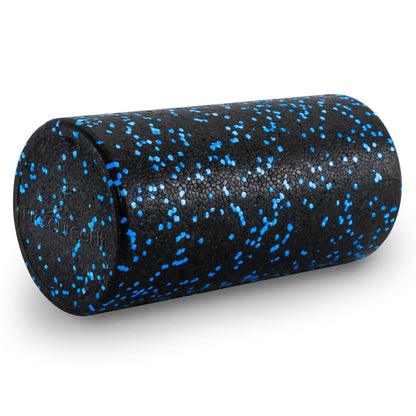 ProsourceFit High Density Foam Rollers 12 - inches long, Firm Full Body Athletic Massage Tool for Back Stretching, Yoga, Pilates, Post Workout Muscle Recuperation, Black/Blue