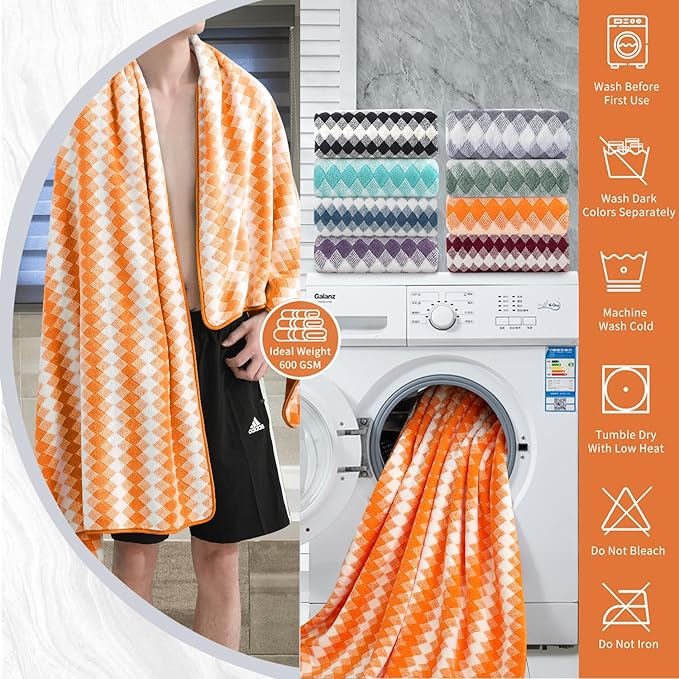 8 Piece Bathroom Towel Set |2 Oversized Bath Towels, 2 Hand Towels, 4