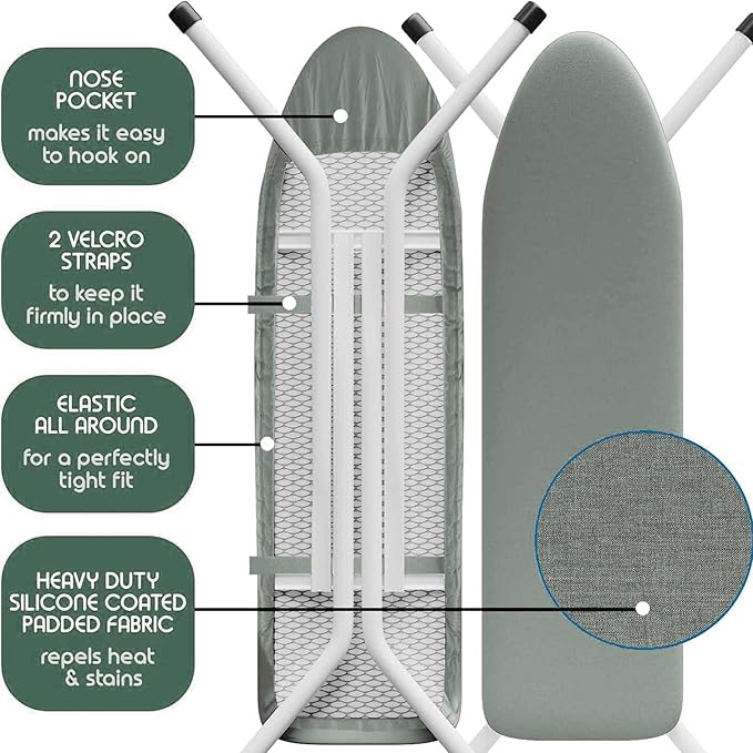 Hearth & Harbor Ironing Board Cover and Pad 15x54 Full Size, Thick Heavy Duty