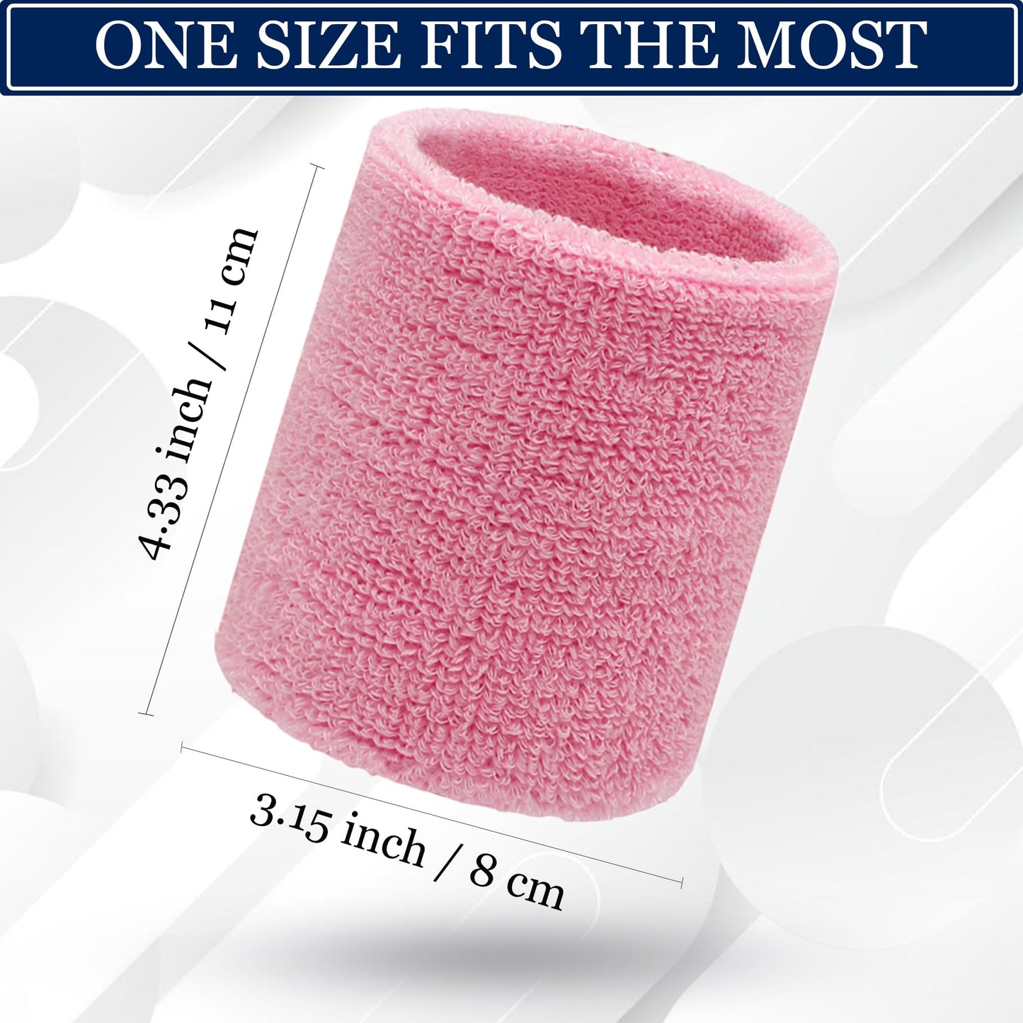 4.3 Inch Sports Wrist Sweatbands for Men Women, Absorbent Wrist Sweat Bands Tennis Wristbands Athletic Cotton Terry Cloth Sweatband for Basketball,Pickleball,Running,Gym,Working Out (6 Pack) -Pink