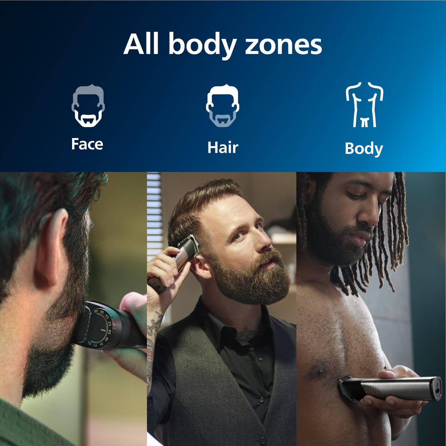 Philips Norelco Multigroom 7000 Series, All-in-One Trimmer, Beard Trimmer and Hair Clipper, 23-Piece Men's Grooming Kit for Beard, Face, Nose, Ear, Body, with Titanium Blades, Travel Pouch, MG7970/49
