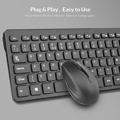Wireless keyboard and Mouse Set,Rii RK200 Standard Full Size Wireless Keyboard and Mouse 104 Keys for Work Office Home UK Layout(AAA Batteries not Include)