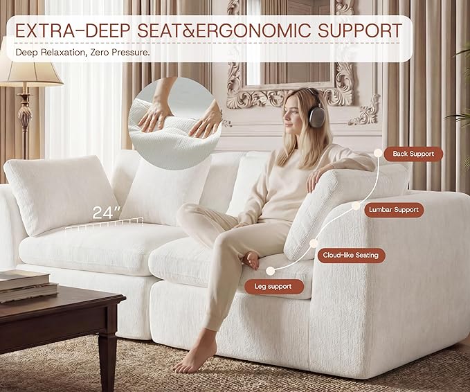 GRUSIGN 79'' Oversized Boneless Cloud Loveseat