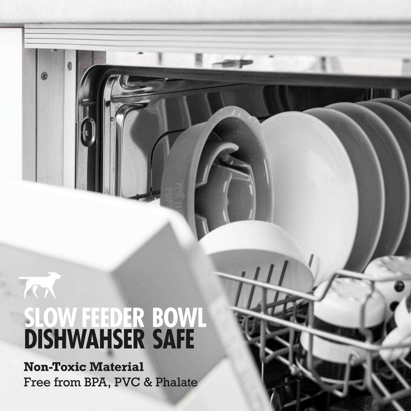 Tuff Pupper Slow Feeder Insert Bowl | Puzzle Maze Slows Down Eating | Elevated Feeder Tray Bowls | Standalone Dog Bowl | Pet Bowls Insert | Easy Clean Dishwasher Safe (4 Cups - Fits 8.9-9.3 Inch Hole)