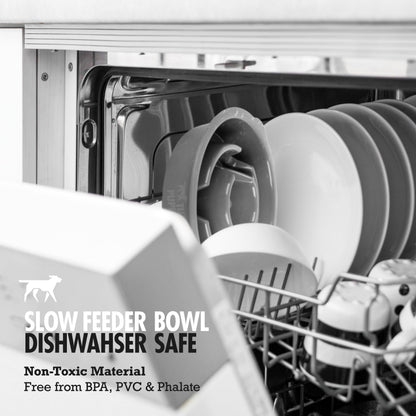 Tuff Pupper Slow Feeder Insert Bowl | Puzzle Maze Slows Down Eating | Elevated Feeder Tray Bowls | Standalone Dog Bowl | Pet Bowls Insert | Easy Clean Dishwasher Safe (4 Cups - Fits 8.9-9.3 Inch Hole)