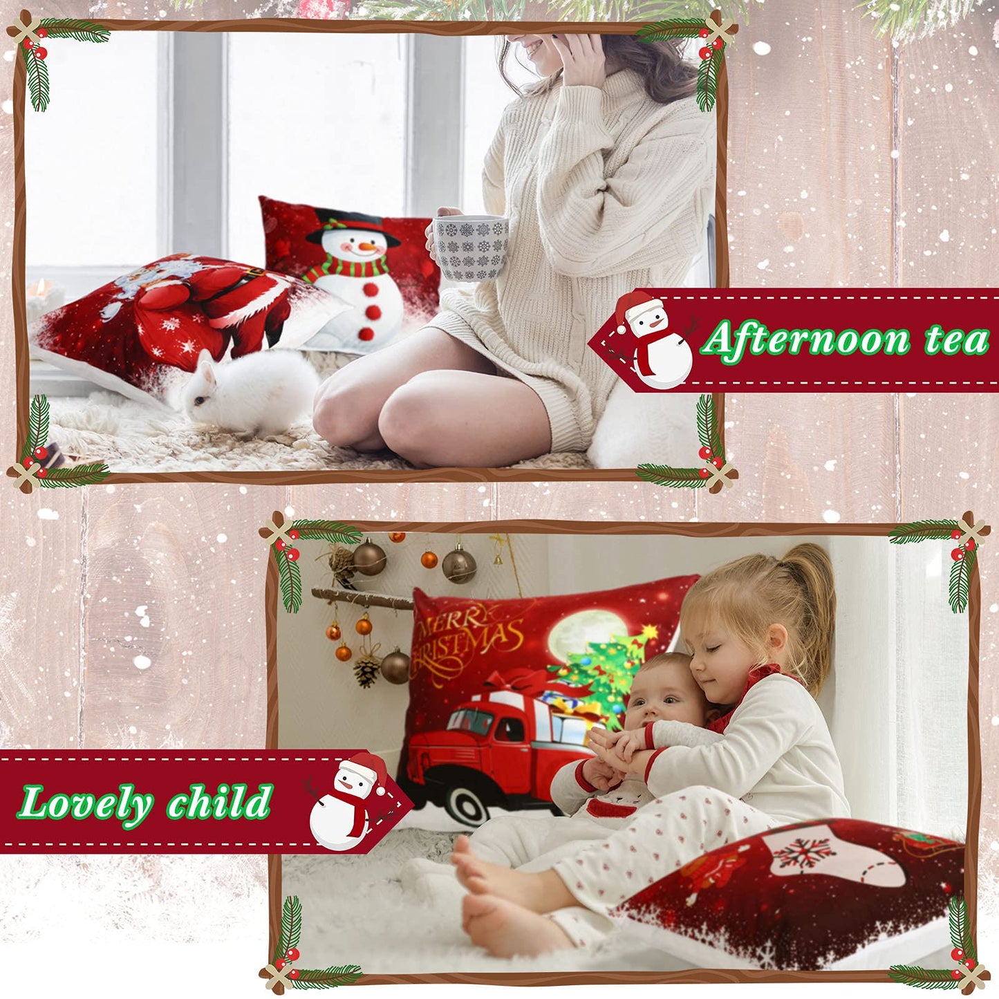 Tatuo 6 Pcs Christmas Pillow Covers Cushion Covers Decoration Holiday Decor Throw Pillow Case for Sofa Couch Christmas Office Bedroom Decorations(18 x 18 in,Funny Style)