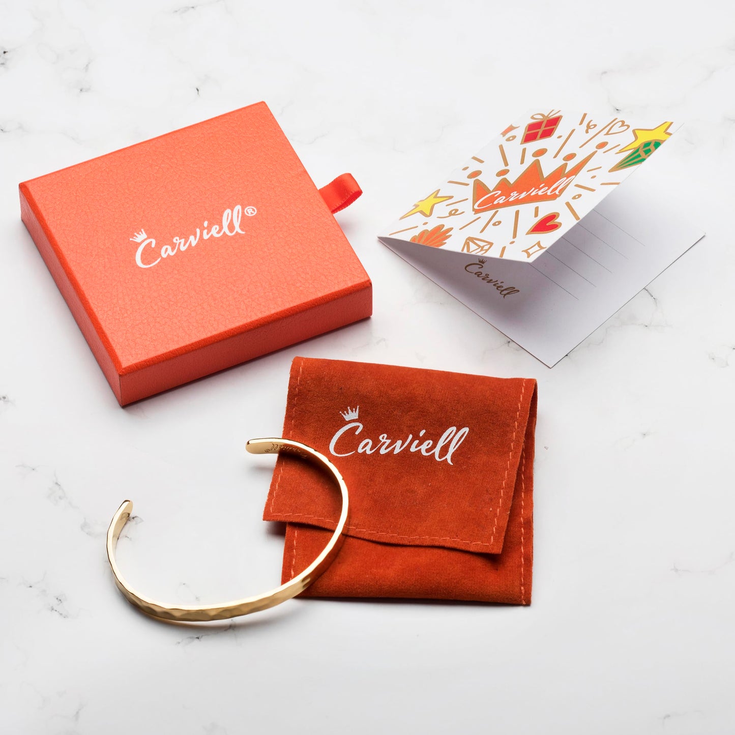 Carviell Gold Friendship Bracelet – “True Friends Are Never Apart” Engraved Cuff, Best Friend Jewelry Gift for Women & Teens, BFF Bracelet, Long Distance Friendship Gift, Stainless Steel Gold Bangle