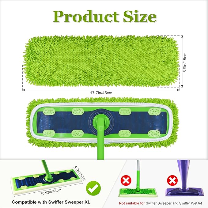 XL Mop Pads Compatible with Swiffer XL Sweeper, X-Large Dry Sweeping Cloths