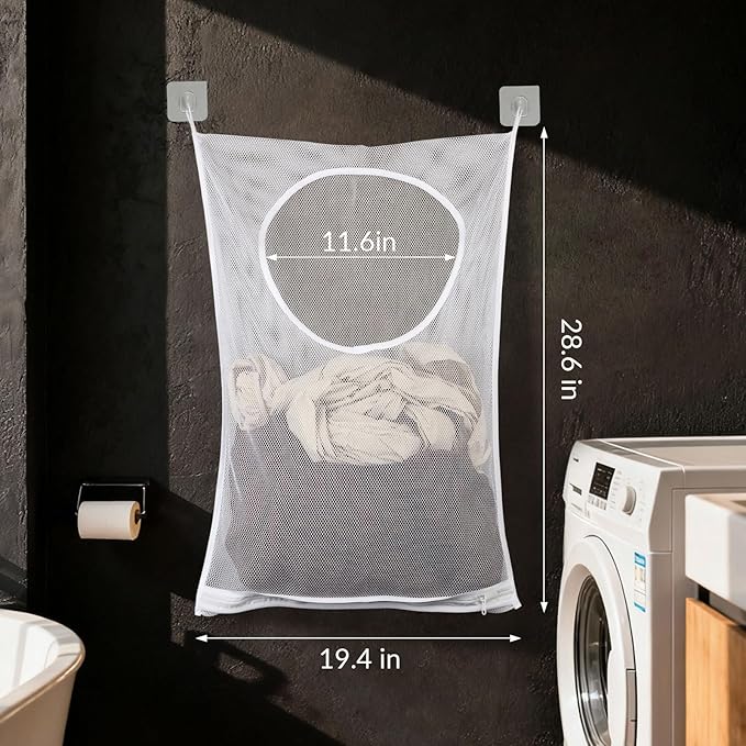 Hanging Laundry Hamper Bag, 30x20 Inch Foldable Wall Hanging Laundry Bag