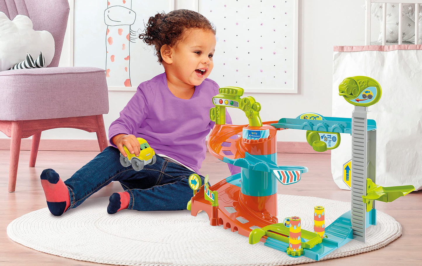 Clementoni 17404 Fun Garage Baby Track For Toddlers, Ages 18 Months Plus, Multi-Coloured