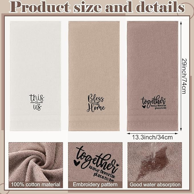 3 Pcs Farmhouse Decorative Hand Towels