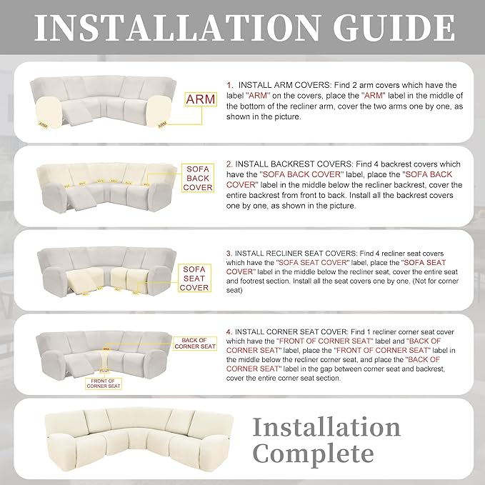100% Waterproof Sectional Recliner Couch Covers