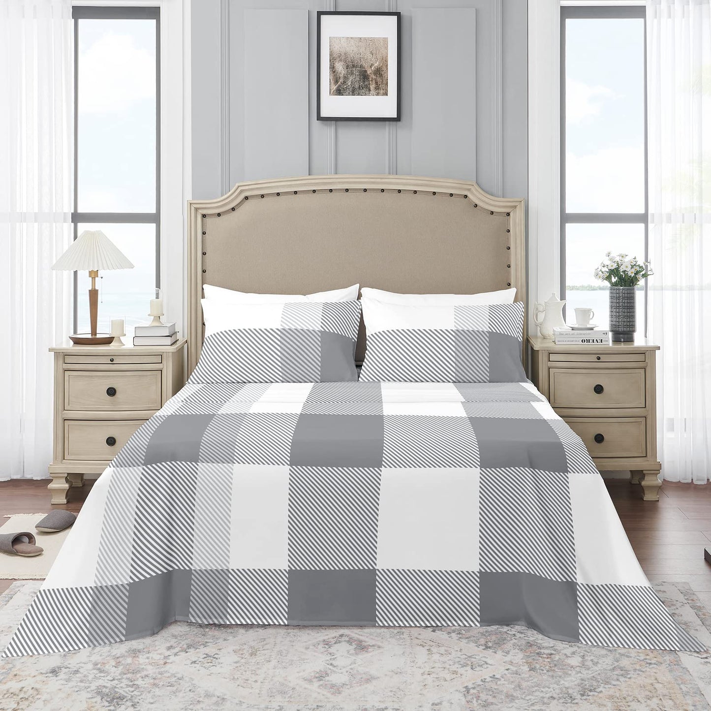 YIYEA Twin Sheets Set, Premium Double Brushed Microfiber Bed Sheet Set for All Season, Soft Breathable, 16" Deep Pocket, Shrinkage and Fade Resistant, 3PC, Twin