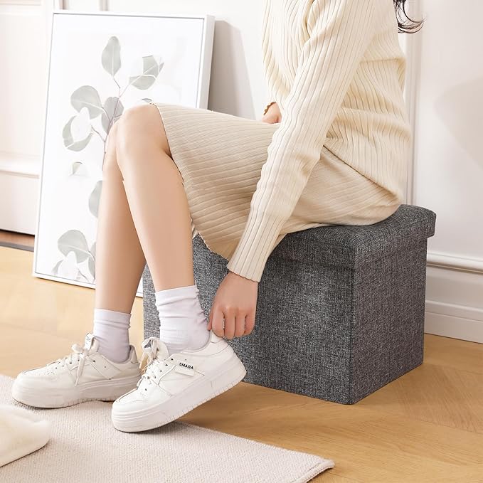 Storage Ottoman Cube Small Footrest Foldable Seat Foot Stools Square Tufted