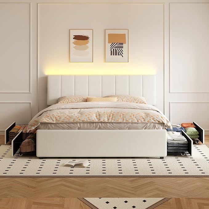King Size Upholstered Platform Bed