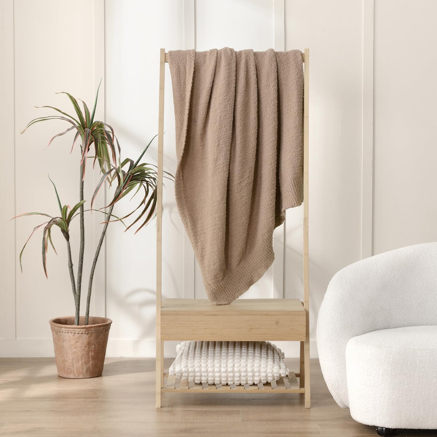 Knit Throw Blanket Super Soft Warm Blanket for Couch Lightweight Fluffy Blanket for Bed Sofa 50x60 Inches Dusty Rose