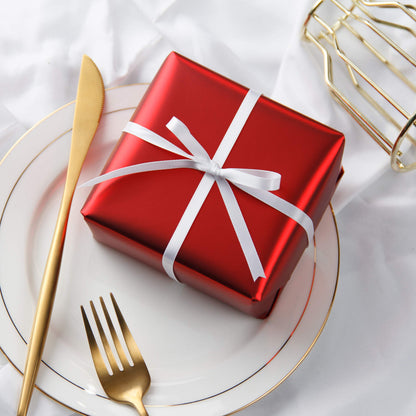 RUSPEPA Red Christmas Wrapping Paper - Solid Color Matte Metallic Red Paper Roll, Perfect for Valentine's Day, Wedding, Birthday, Christmas, Baby Shower, Anniversaries - 17 Inches X 32.8 Feet