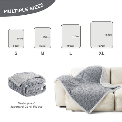 Lesure Large Dog Blanket Washable - 80x100cm Waterproof Blanket for Medium Dogs and Large Cats, Soft Pet Throw Protects Bed and Sofa with Soft Plush, Grey