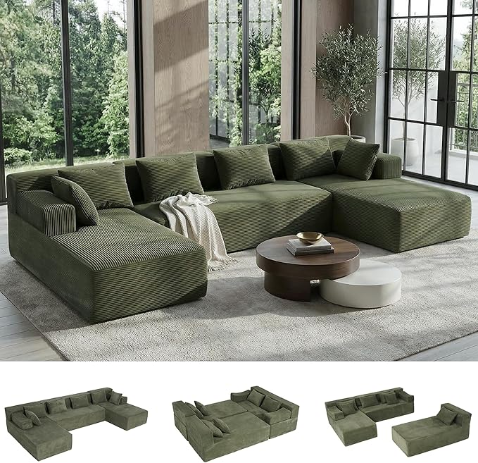 MONVANE 141" U Shaped Cloud Sectional Couch