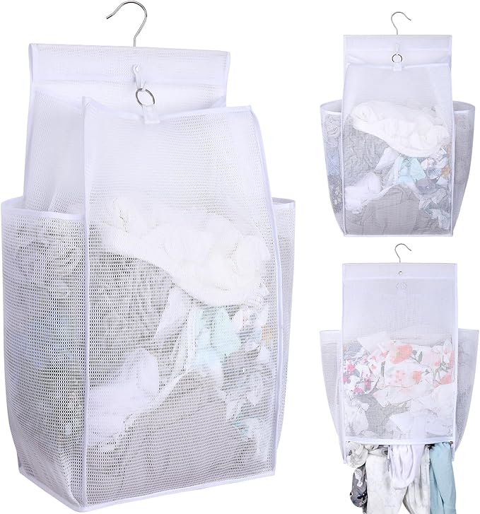Hanging Collapsible Breathable Mesh Laundry Hamper, 24 x 14.2 x 7.5 in