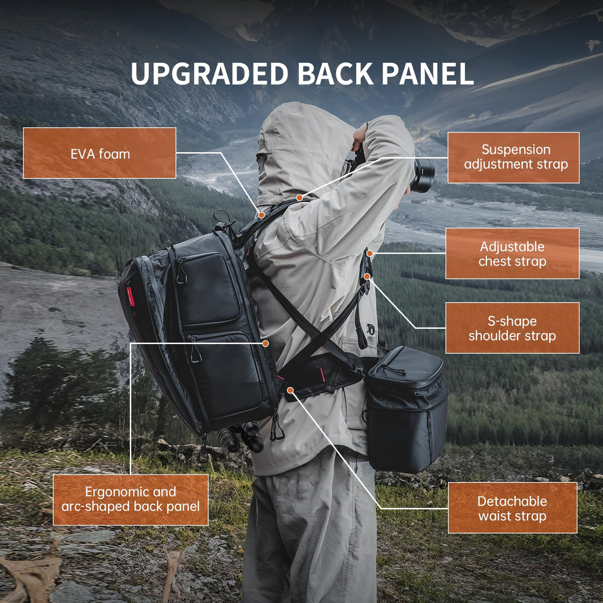 PGYTECH OneMo 2 35L-45L Camera Backpack with Shoulder Bag for 17" Laptop, Waterproof DSLR Camera Pack for Canon/Nikon/Sony, Extra Large Photography Bag, Drone Backpack for DJI Mini 3 Pro/Mavic 3/ FPV