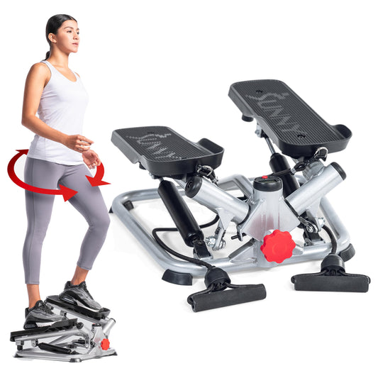 Sunny Health & Fitness Twist Stepper mini steppers for exercise at home Workout Cardio Machine Equipment Gym Stair Master Climber Thigh Space Squat Advanced Twisted Resistance Bands - SF-S0979