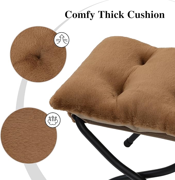 15" Folding Ottoman, Foldable Footrest Stool, Portable Small Foot Stool