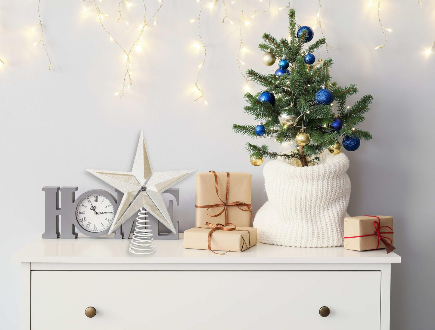 Christmas Traditions 10 inch Glittered Large Filigree Christmas Star Tree Topper Star for Large Tree 6 feet-8 feet Tall/Home Decor Ornaments (Platinum White)