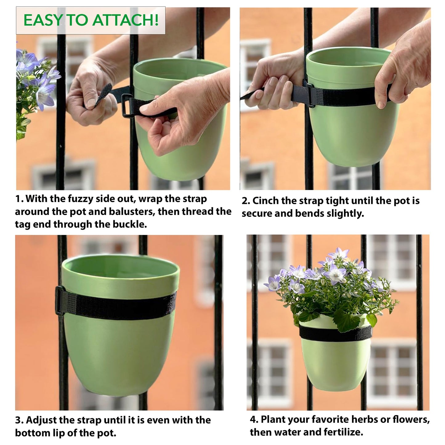 Balcony Buddies Railing Planter for Outdoor Plants (6-inch, 3-Pack) | Hanging Planter for Railings, Fence Posts | Balcony Wall Planter for Herbs, Flowers and Succulents | Made in The USA