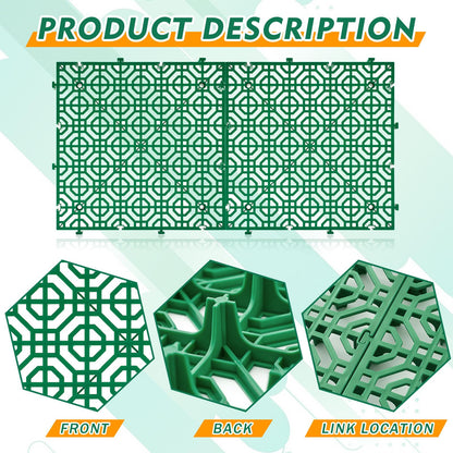 Wesnoy 15 Pcs 15.7 x 15.7 in Heavy Duty Ground Protection Mats Drive on Lawn Grid, Heavyweight Drain Interlocking Non-Slip Floor Mat, 6613 lb Load for Gravel Grid Permeable Pavers (Green)